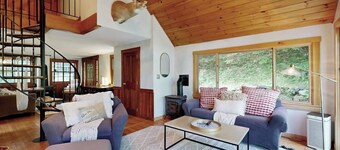 Charming waterfront 2BR house, private beach, waterfall, firepit, wifi, kayak