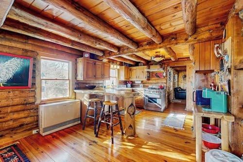 Cozy log cabin close to recreation, dog-friendly, balcony, BBQ, w/d, TVs, kayaks