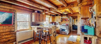 Cozy log cabin close to recreation, dog-friendly, balcony, BBQ, w/d, TVs, kayaks