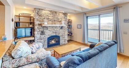 Picturesque mountain view condo with fireplace, balcony, deck, pool, & kitchen