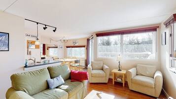 TV, fireplace, foosball, table tennis