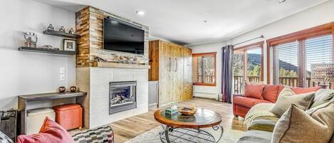 TV, fireplace, DVD player, foosball