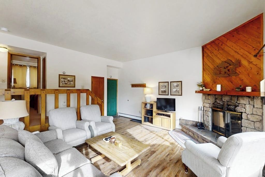TV, fireplace, DVD player, books