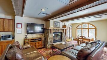 TV, fireplace, DVD player, table football