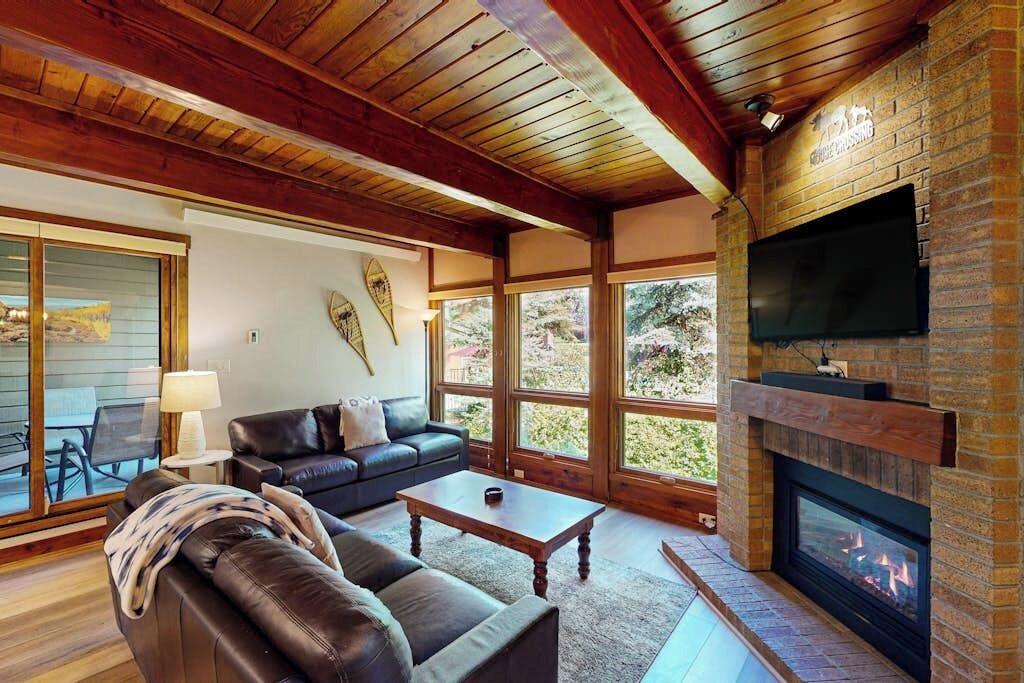 Fernseher, Kamin, DVD-Player, Videothek