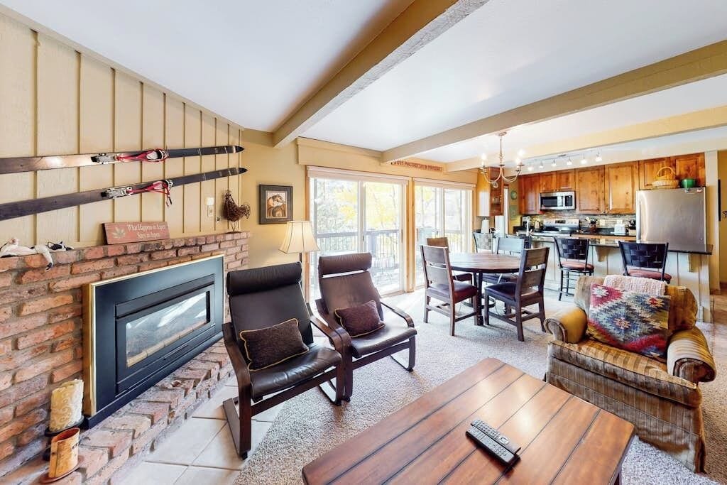 TV, fireplace, DVD player, books