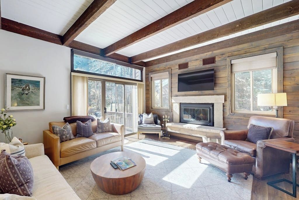TV, fireplace