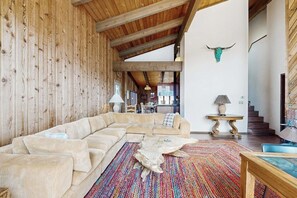 TV, fireplace, DVD player, books