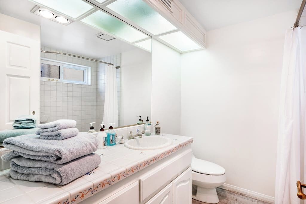 Een douche, een haardroger, handdoeken