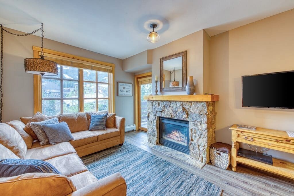 TV, fireplace