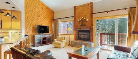 TV, fireplace, DVD player, video library