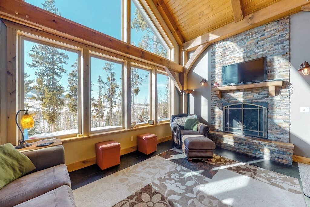 TV, fireplace, DVD player, books