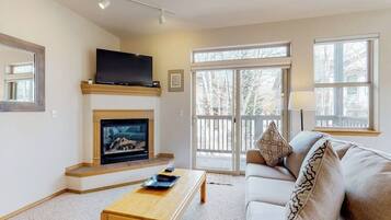 TV, fireplace