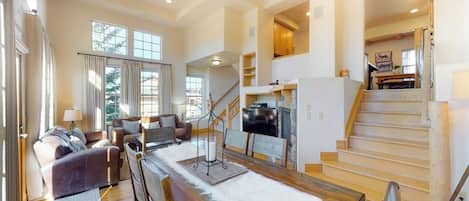 TV, fireplace, DVD player, stereo