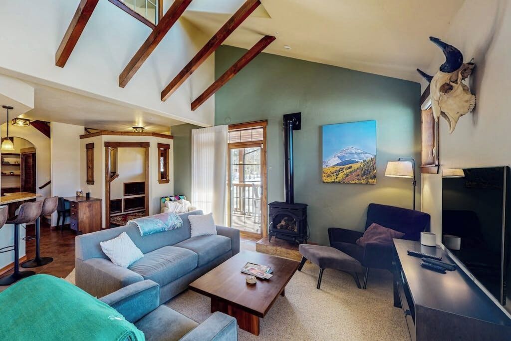 TV, fireplace, DVD player, video library