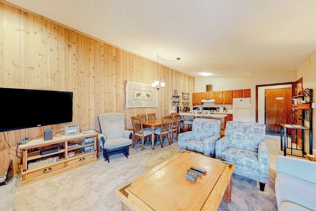 TV, fireplace, DVD player, foosball