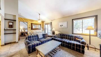 TV, fireplace, DVD player, video library