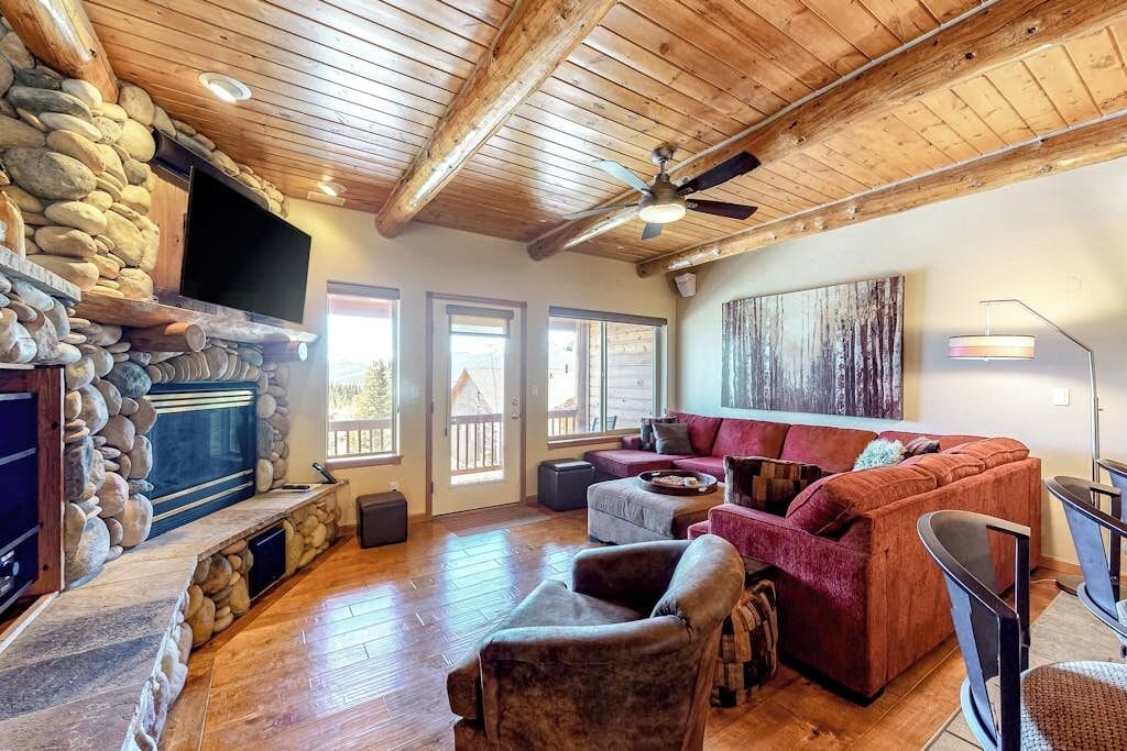 TV, fireplace, DVD player, books