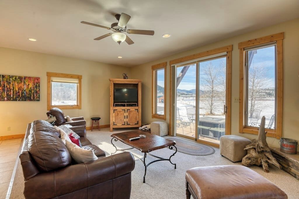 TV, fireplace, DVD player, books