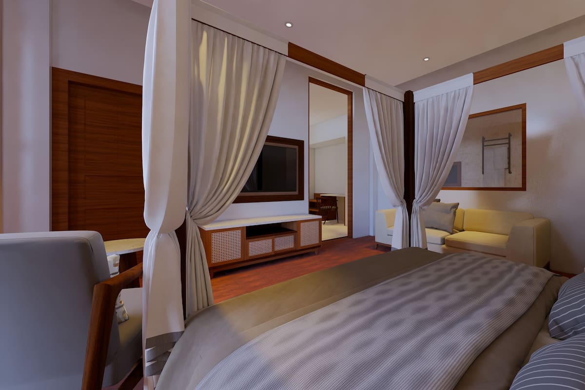 In-room safe, desk, laptop workspace, iron/ironing board