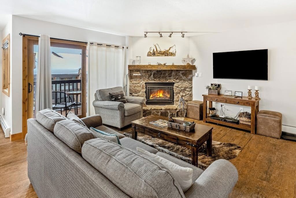 TV, fireplace, DVD player, books