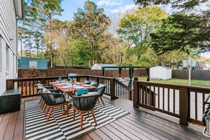 Outdoor dining - Soulfull ATL | Hot Tub  • Fire Pit  • 4BR Retreat Near Midtown (Decatur)