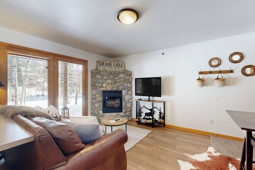 Creekside condo w/ patio, fireplace & open layout perfect for a group getaway