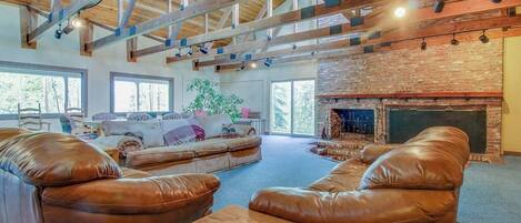 TV, fireplace, DVD player, books