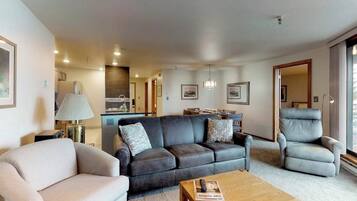 TV, fireplace, DVD player, stereo