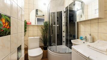 Dusche, Haartrockner, Handtücher