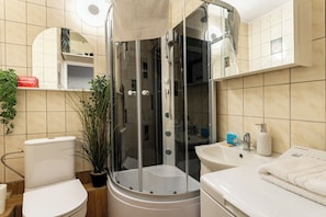 Dusche, Haartrockner, Handtücher