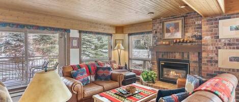 TV, fireplace