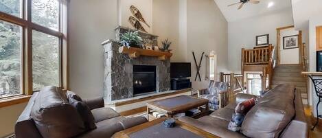 TV, fireplace, DVD player