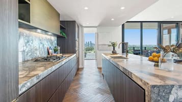 Fridge, microwave, stovetop, dishwasher