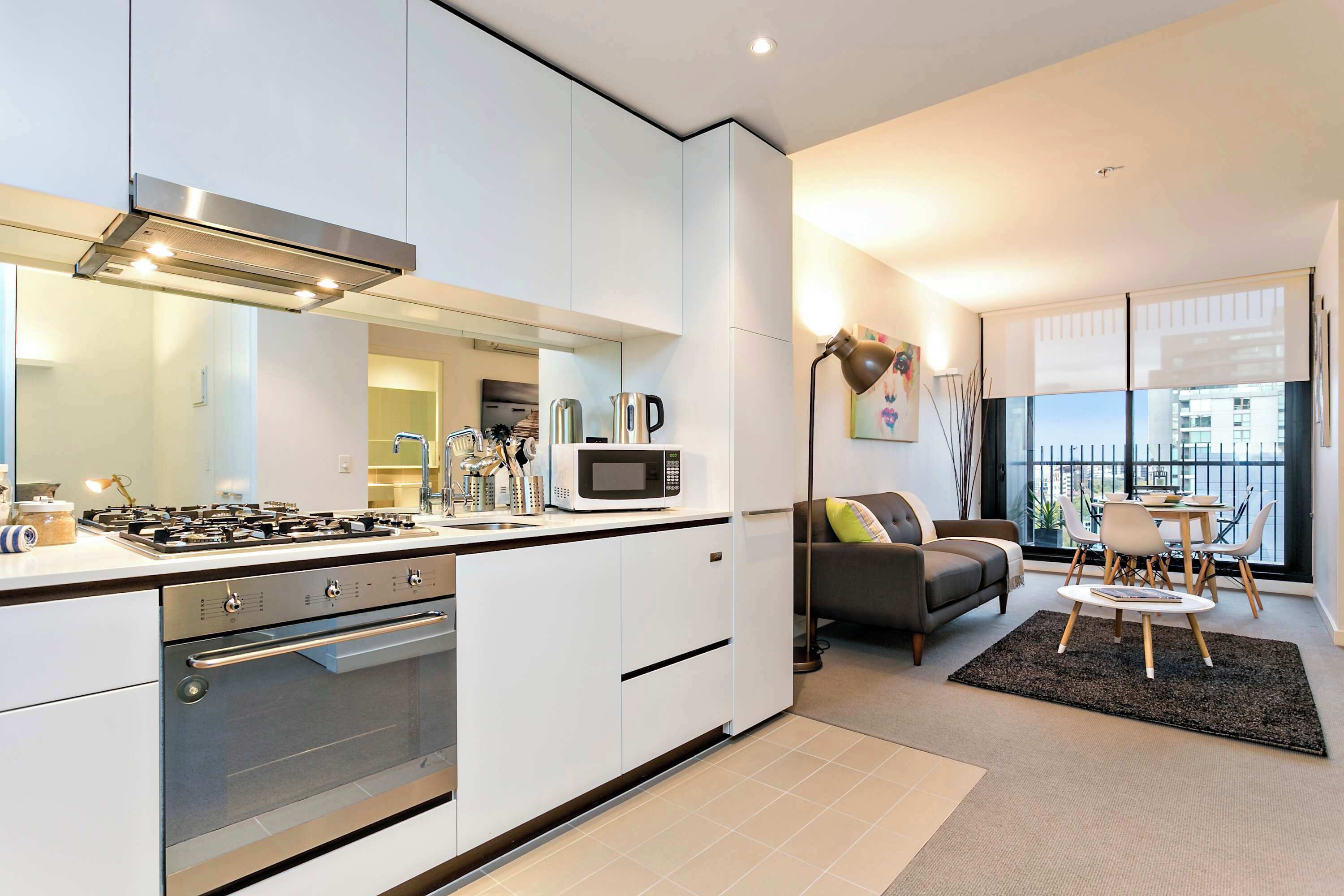 Fridge, microwave, oven, dishwasher