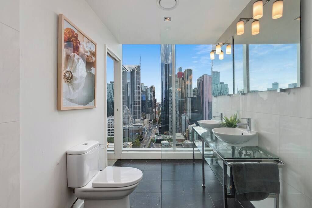 Shower, hair dryer, shampoo