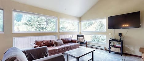 TV, fireplace