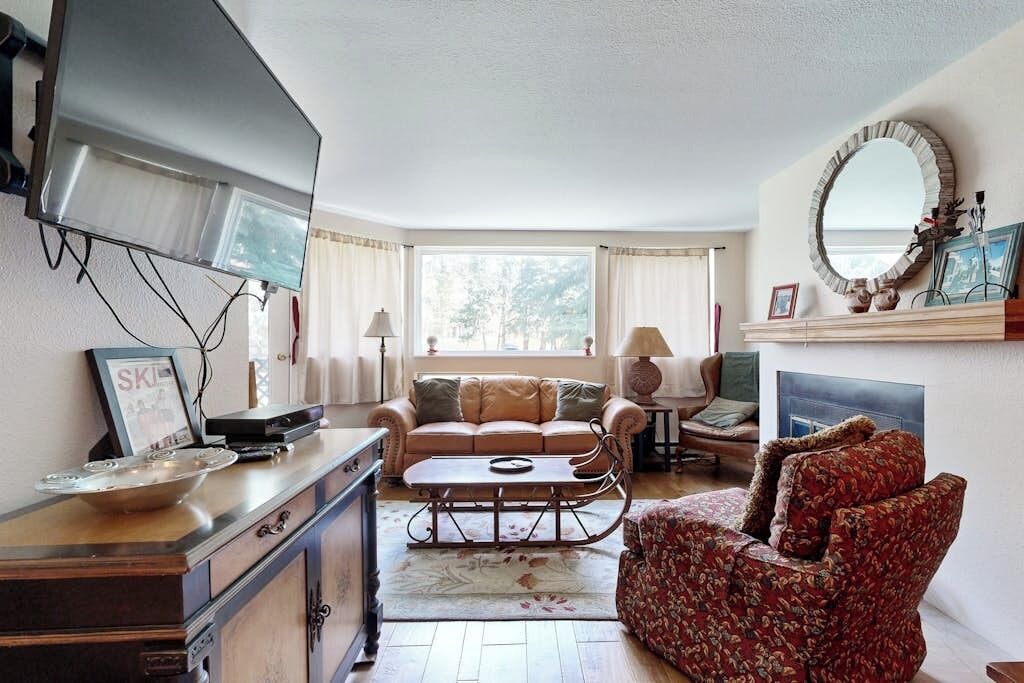 TV, fireplace