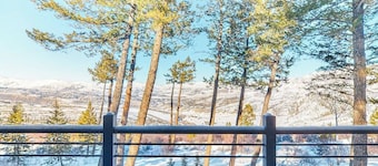 Luxury home with private hot tub - mountain views, gourmet kitchen & fireplace