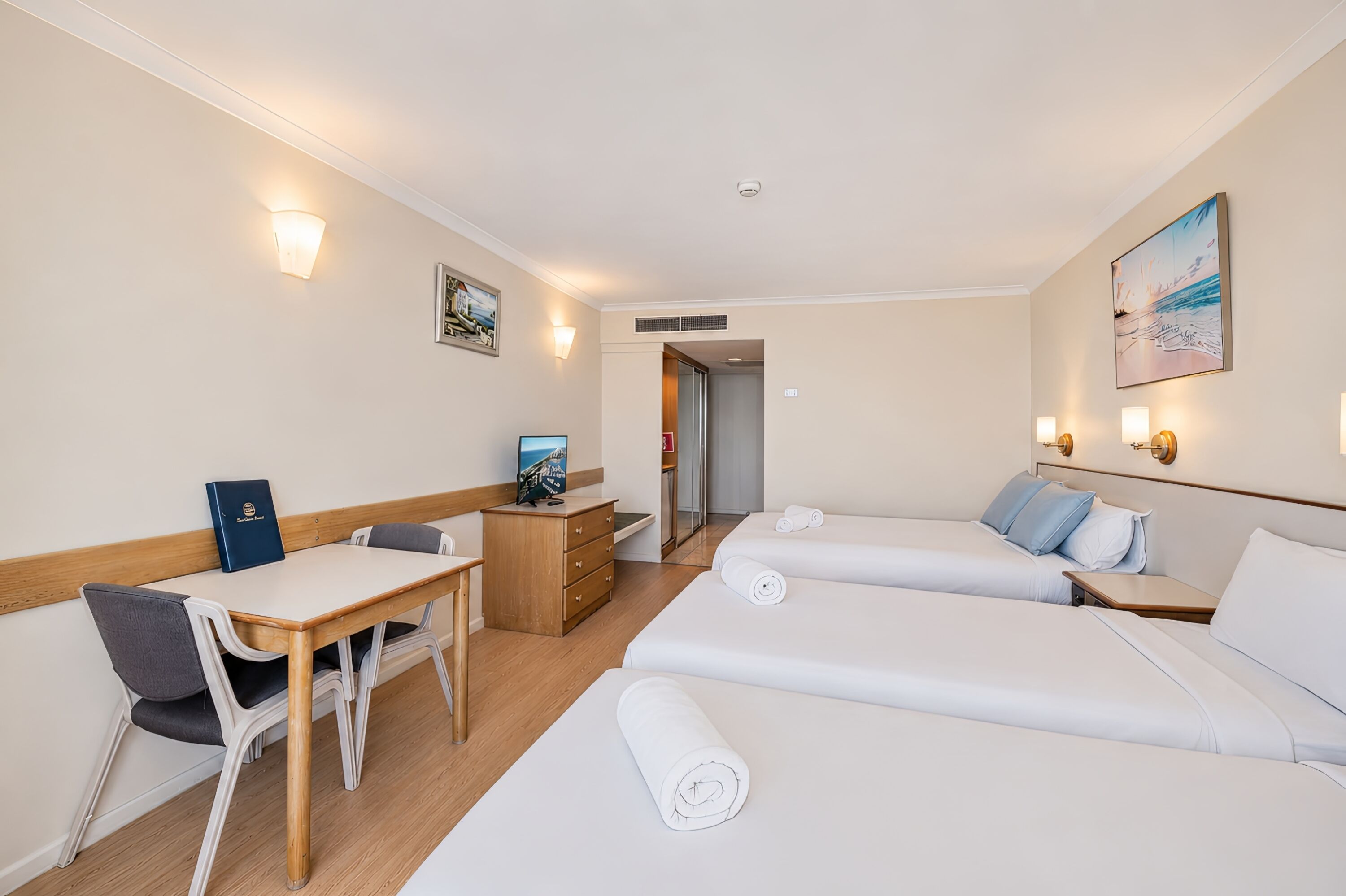 Family Quadruple Room, Ocean View | Iron/ironing board, WiFi (free), bed sheets