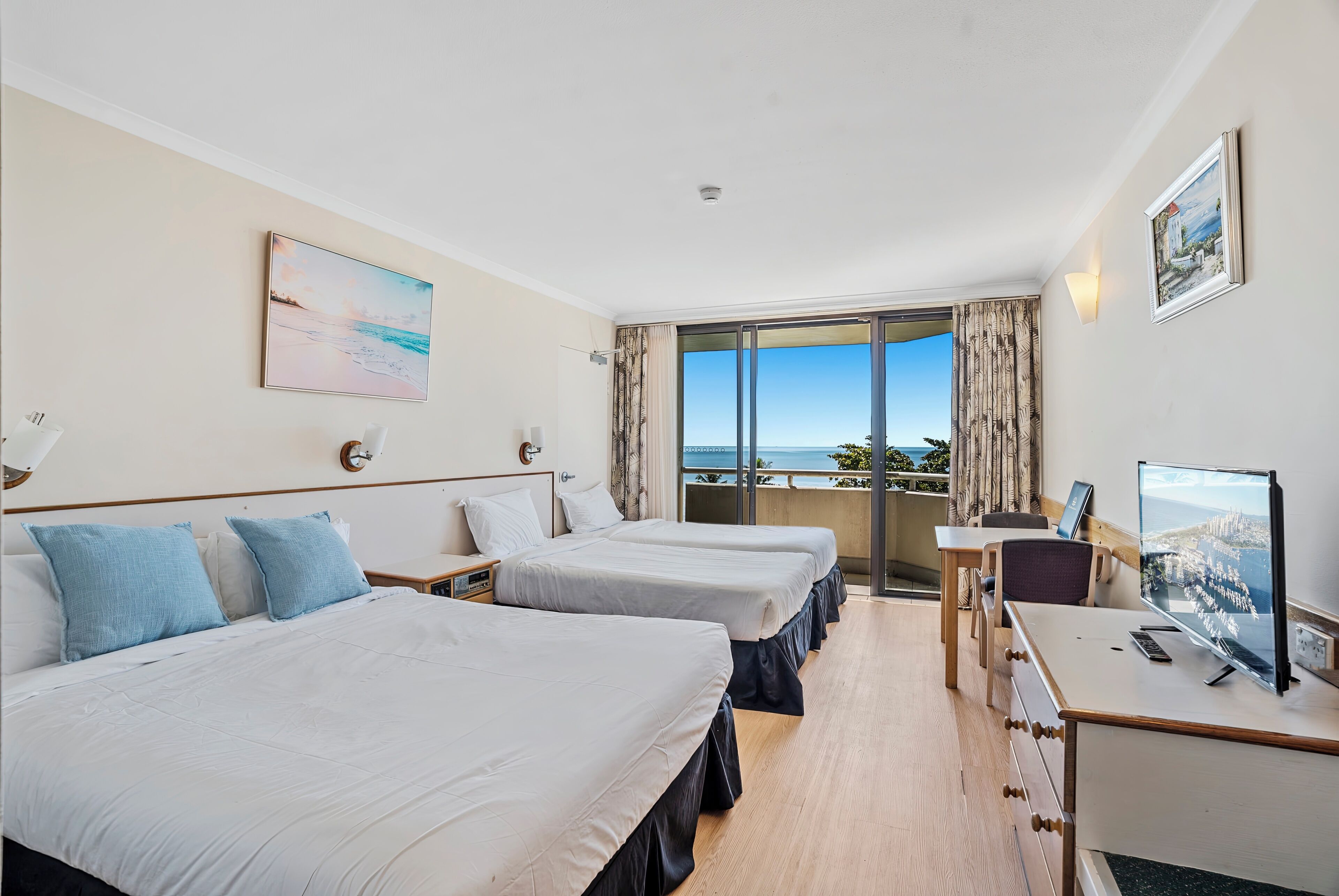 Family Quadruple Room, Ocean View | Desk, iron/ironing board, free WiFi, bed sheets