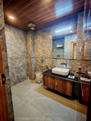 Premium Room, Balcony, Mountain View | Bathroom | Shower, free toiletries, hair dryer, towels - TripleA by Joystays (Manali)