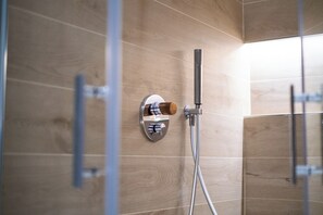 Ducha, secador de pelo, bidé y toallas
