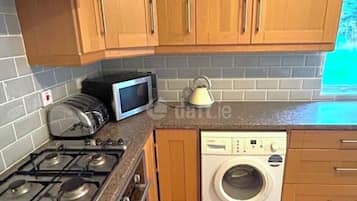 Fridge, microwave, oven, electric kettle