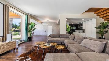 Fernseher, Kamin, Stereoanlage
