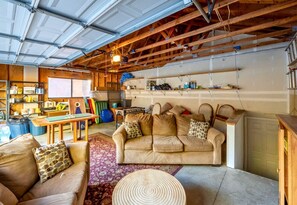 TV, fireplace, video games, DVD player