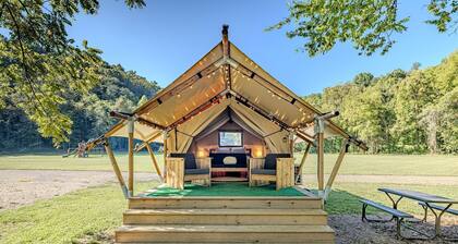 Vibrant Creekside Safari Tent Oasis near Smoky Mountain in Tennessee