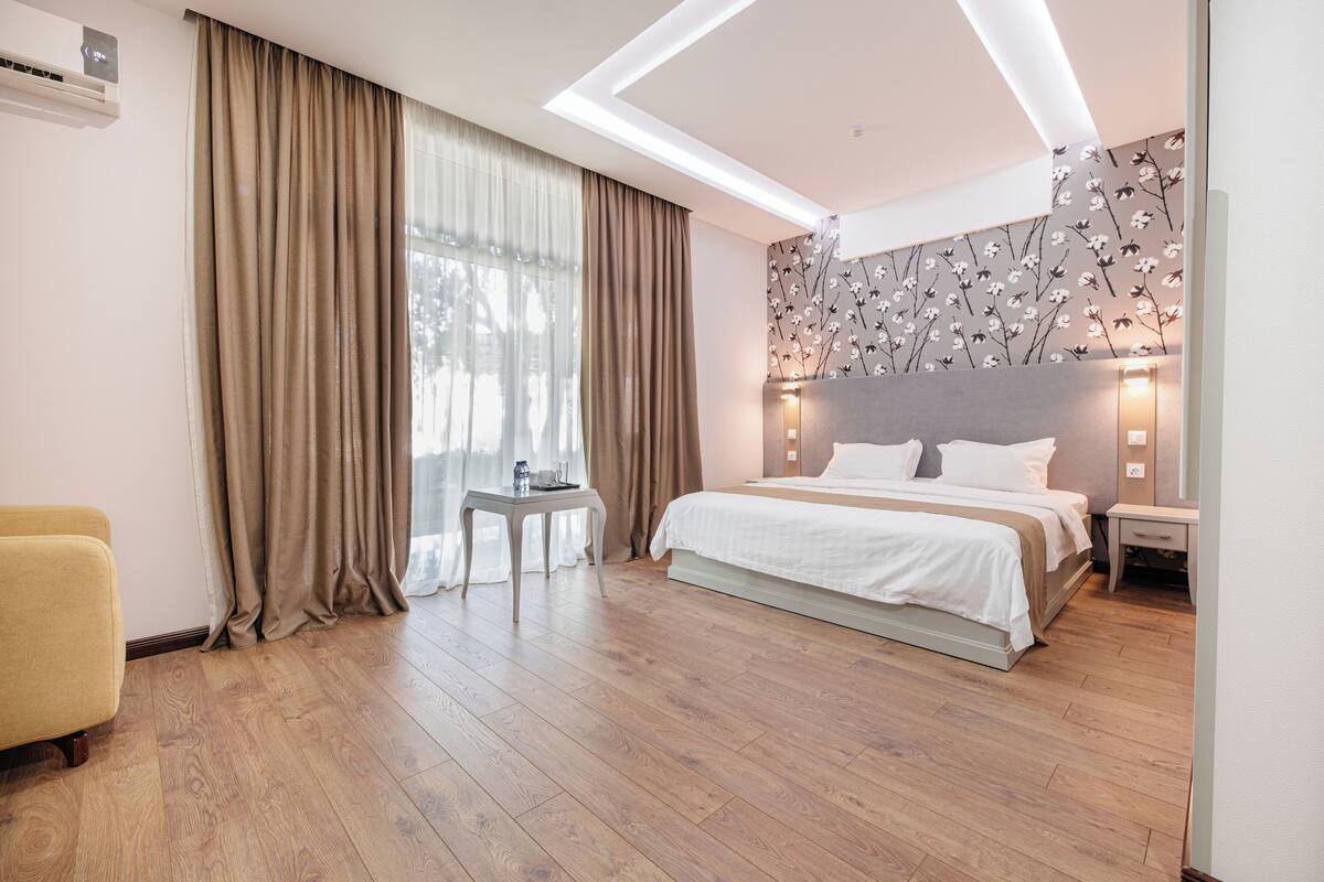Standard Double Room, Balcony, Pool View | In-room safe, desk, laptop workspace, blackout drapes