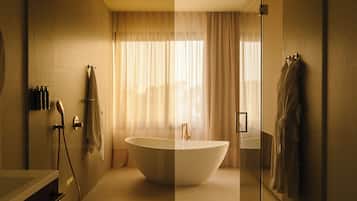 Badewanne und Dusche (separat), Designer-Toilettenartikel, Haartrockner