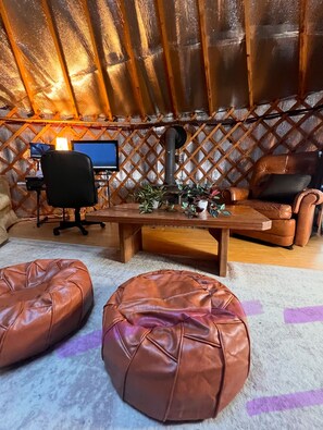 Interior - Creek Side Yurt, On-Site Sauna/Tea Shop/Market, Edge of Pisgah, Craggy Gardens (Barnardsville)